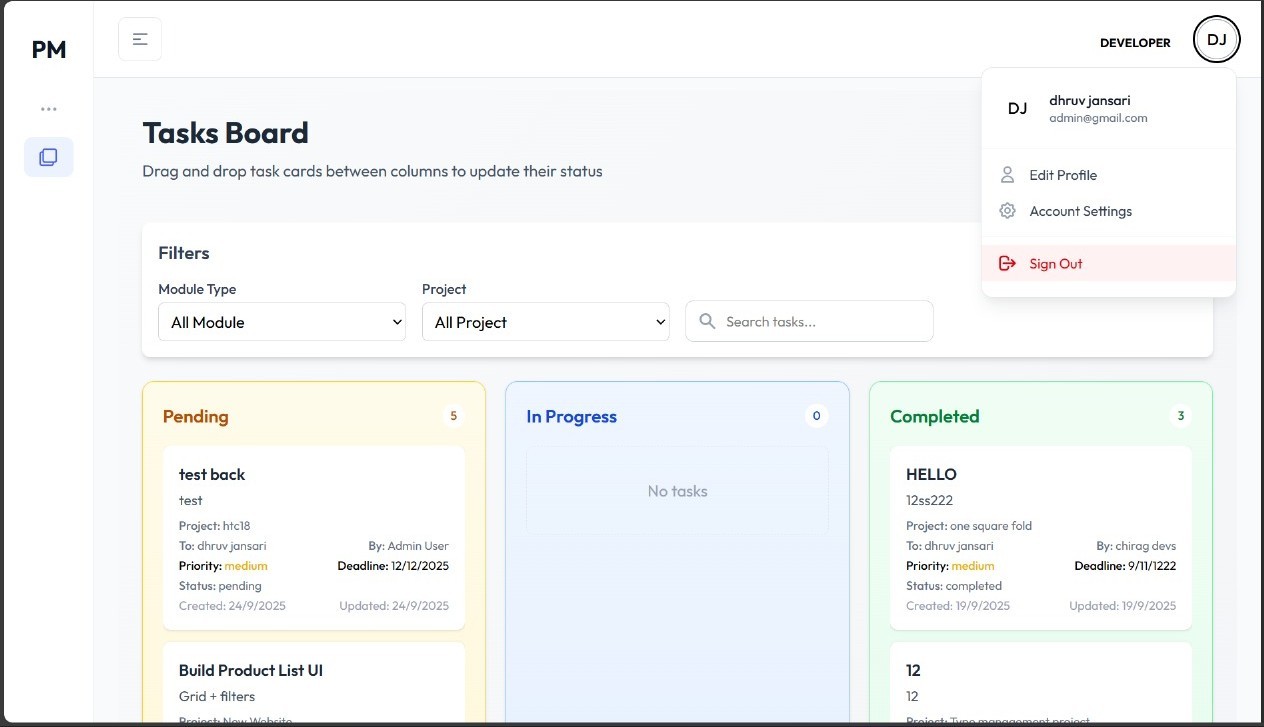 Project Manager project preview by Dhruv Jansari